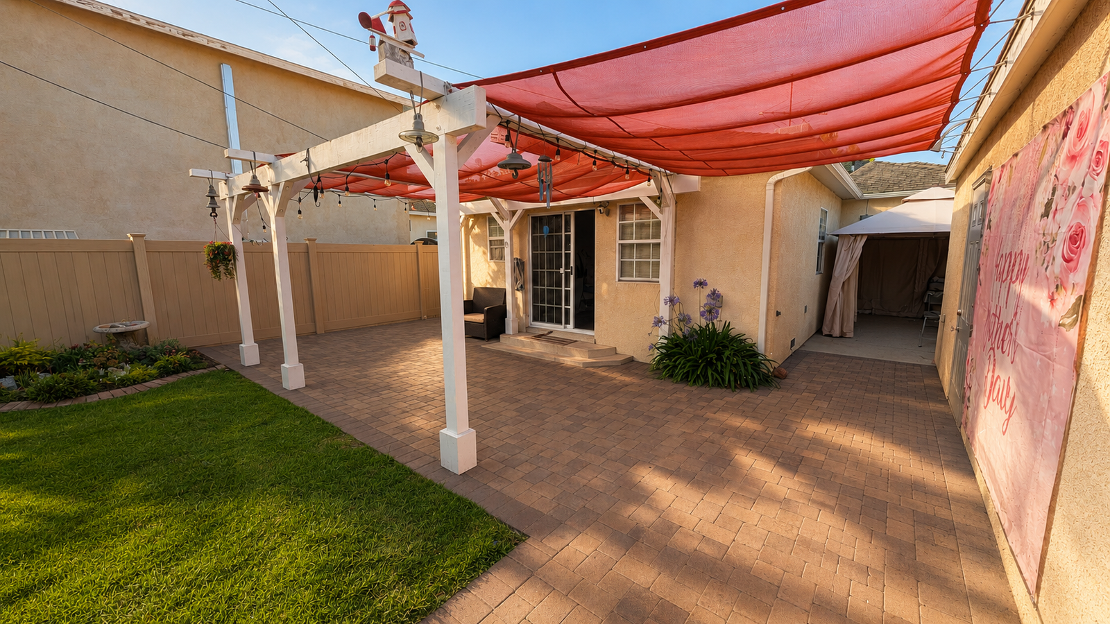 Shaded paver patio