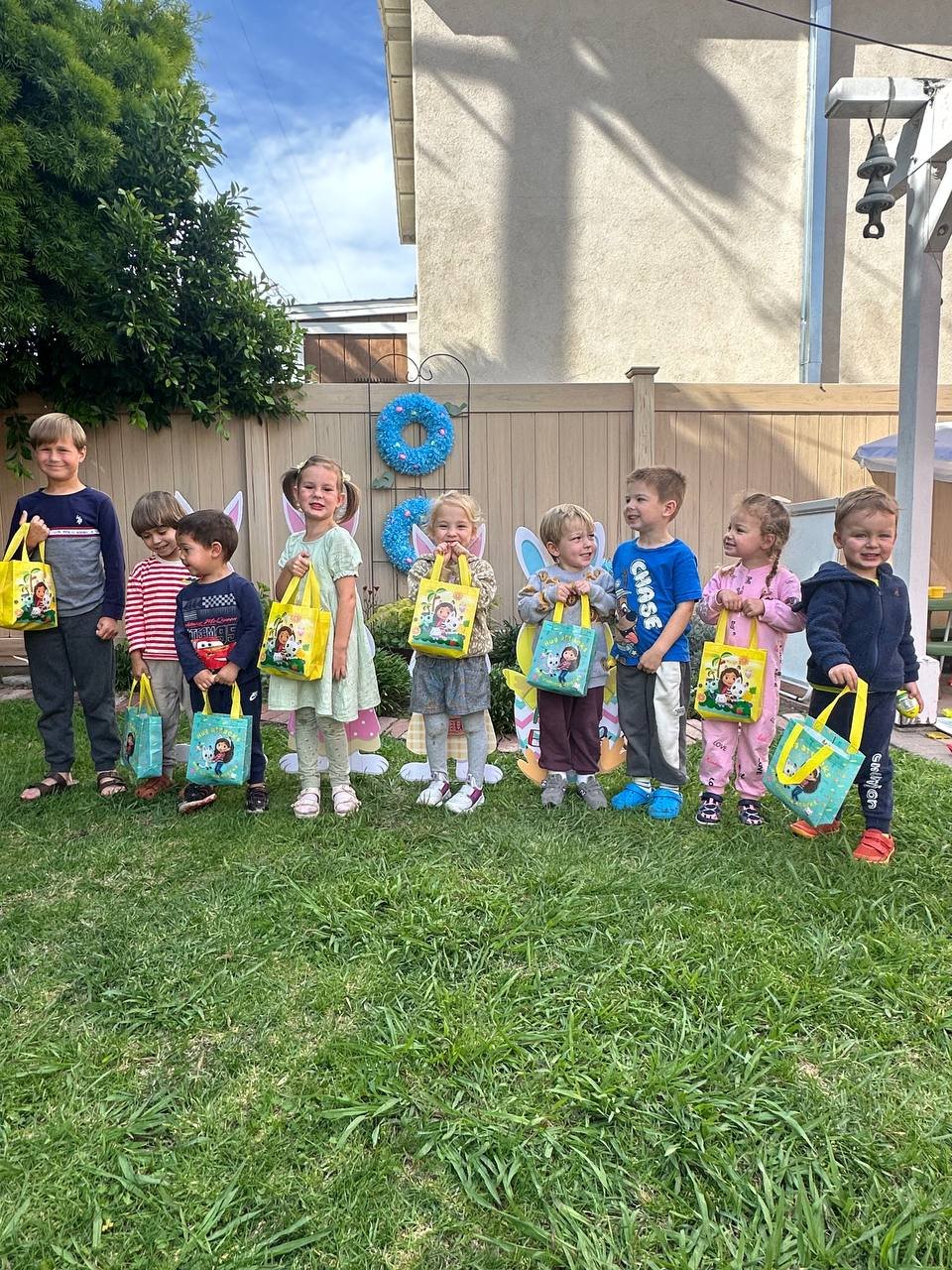 Easter egg hunt in the backyard