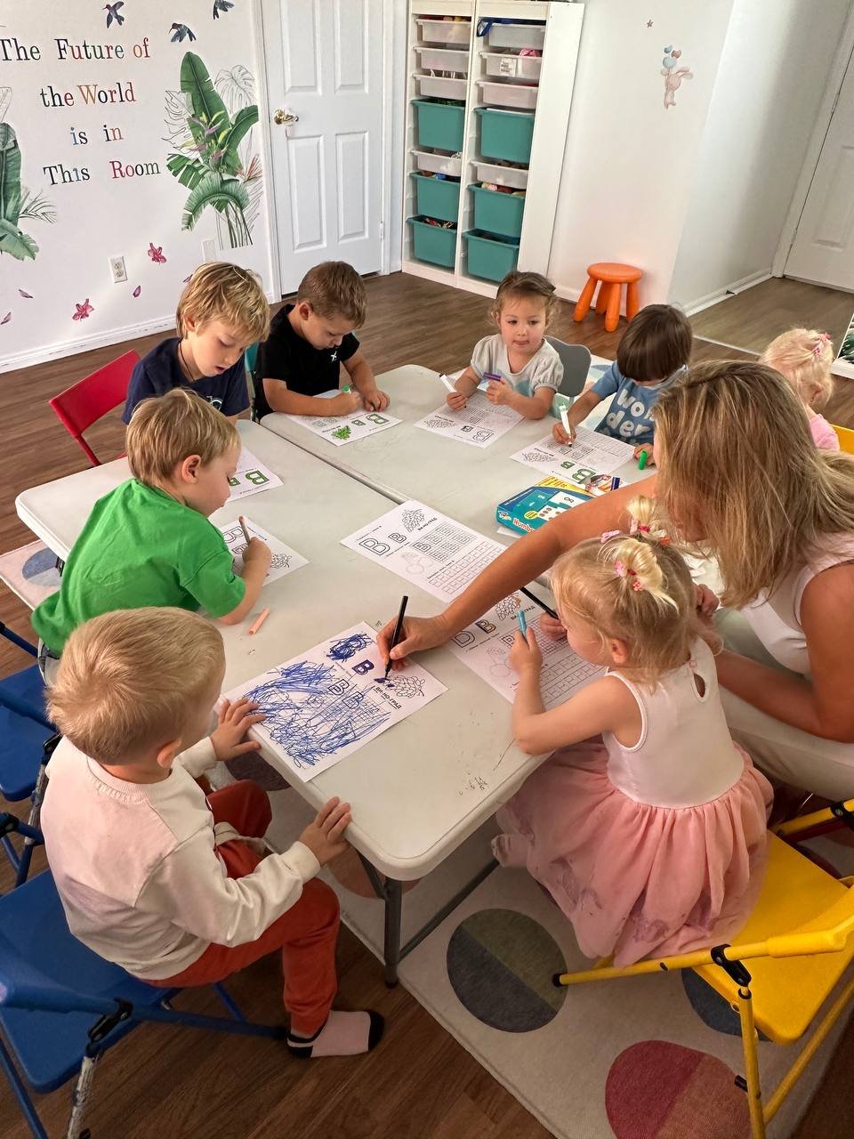 Letter practice at the learning table