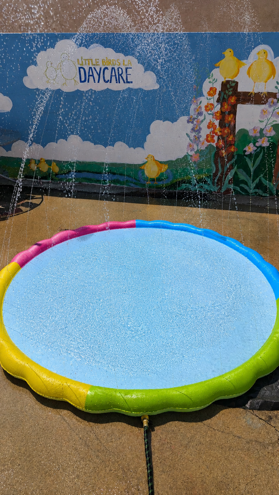 Water splash pad for warm days